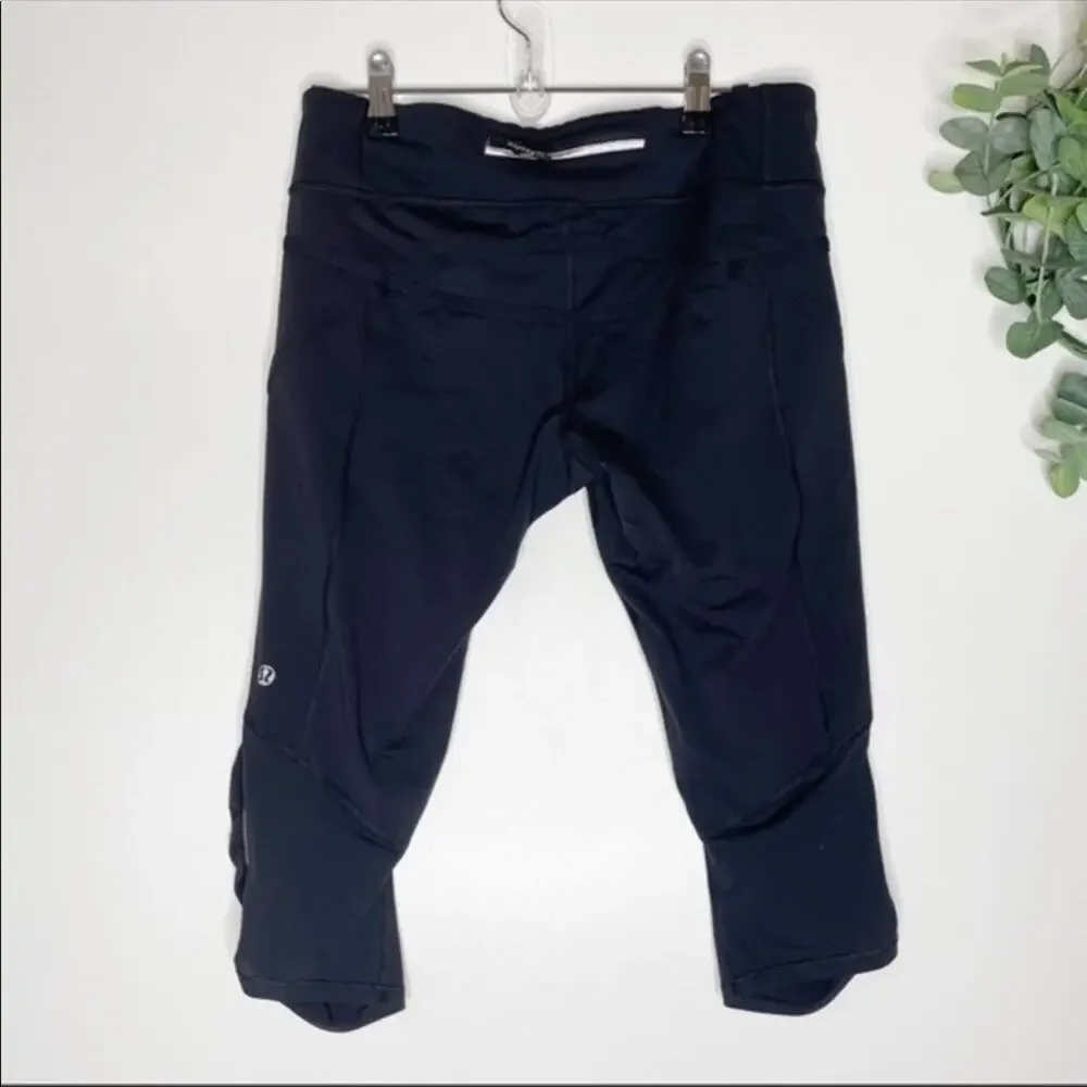 Lululemon Run For Your Life Black Crop Leggings Size 8